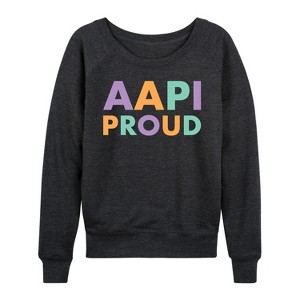 Women's - Instant Message - AAPI Proud Lightweight French Terry Wide Neck Long Sleeve Graphic Shirt - 1 of 4