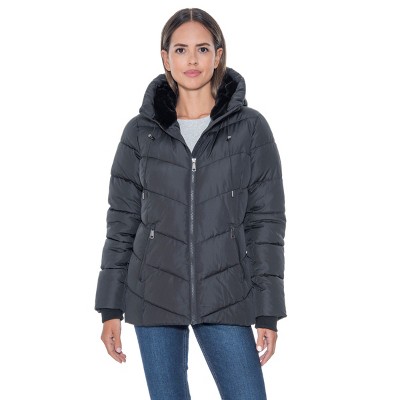 Women's Puffer Jacket with Cozy Faux Fur - S.E.B. By Sebby