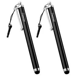 Insten 2 Pack Universal Touchscreen Stylus Pen Compatible with iPad, iPhone, Chromebook, Tablet, Samsung, Touch Screens, Black