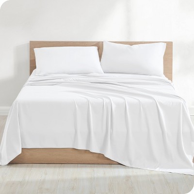 300 Thread Count Organic Cotton Percale White 4 Piece Queen Bed Sheet ...