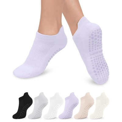 Boersma  6 Pairs Women’s Pilates & Everyday Cotton Socks – Thin Breathable Above-Ankle Crew Bootie Socks, Multi-Color Pack for Yoga, Barre, Daily Wear