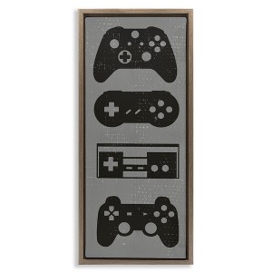 Stupell Industries Vintage Video Game Controllers Floating Frame Canvas Art, Brown, 11" x 25" - 1 of 4