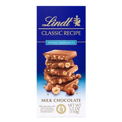 Lindt Classic Recipe Whole Hazelnuts Milk Chocolate Candy Bar - 5.3oz ...