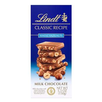Lindt Classic Recipe Whole Hazelnuts Milk Chocolate Candy Bar - 5.3oz