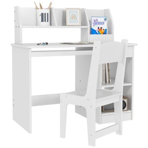 INFURNIC Kids Table Sets Desk and Chair Set with Storage for Study and Homework Organization, White, 35.5"*17.8"*35.5" - 1 of 4
