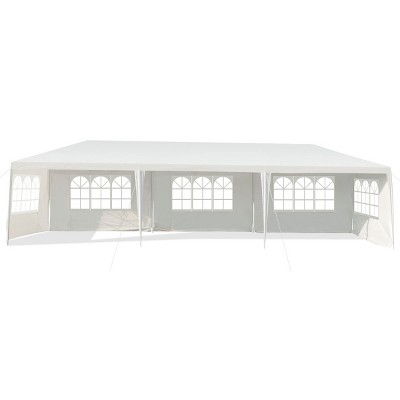Tangkula 10' x 30' Outdoor White Wedding Party Event Tent with 5 Removable Side Walls
