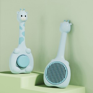 BABYYER Giraffe Shaped Cat Brush, Self Cleaning Slicker Brush with Release Button, for Dogs and Cats, Massage and Removes Loose Fur - 1 of 4