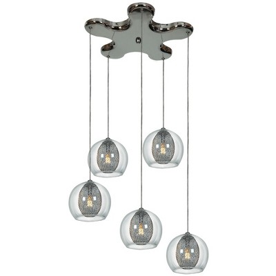 Aeria Chrome Glass 5-Light Globe Pendant