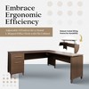JOMEED L-Shaped Wooden Home Office Desk Adjustable Sit to Stand Ergonomic Corner Desk with 2 Drawer Mobile File Storage Cabinet, Brown - 2 of 4