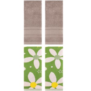 REGALWOVEN 4 Pcs Bathroom Pure Cotton Soft Absorbent Hand Towels 13 x 29 Inch - 1 of 4