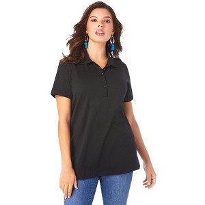 Roaman's Women's Plus Size Polo Ultimate Tee - 1 of 4