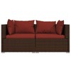 vidaXL Patio Loveseat with Cushions Brown Poly Rattan - 3 of 4