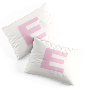 Deny Designs Standard April Lane Art Block Pink Monogram E Microfiber Printed Pillow Sham - 1 of 3