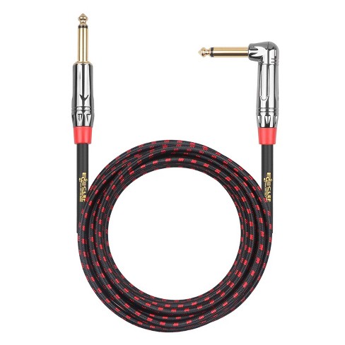 Clef Audio Labs 6.35mm TS to 6.35mm Straight to Angled, Black Chrome Zinc Alloy Shell/Red Braided - 10FT - 1PK - image 1 of 4