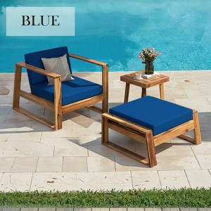 Hrinhom 25.6" W Outdoor Furniture Set,3-Pieces Patio Lounge Chair With Ottoman And Coffee Table - 1 of 4