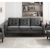 Okak Modern Casual Sofa 1pc with Thick Button Tufted Cushion , Solid Wood Legs Polished Microfiber Couch 3 Seat for Apartments, living Room, Gray - 2 of 4