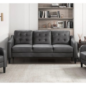 NicBex Modern Faux Leather Button-Tufted Loveseat Sofa with Contoured Arms, 2-Seater Couch for Living Room & Bedroom - 1 of 4