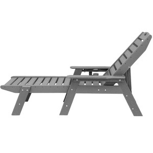 VEVOR Chaise Lounge Chair, 6 Positions Adjustable Patio Lounge Chair, Outdoor HDPE Lounge Chair with Backrest & Cup Holder, Gray - 1 of 4