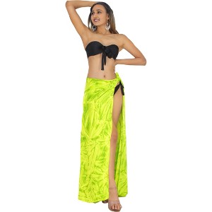 LA LEELA Women's Bikini Beach Wrap Swimwear Cover up Skirt Bathing suit Summer Wraps Sarong Swimsuits for Women One Size Green, Tie Dye Design - 1 of 4