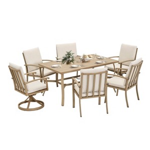HAPPATIO 7 Piece Aluminum Patio Dining Set, Outdoor Dining Table and Chairs Set - 1 of 4