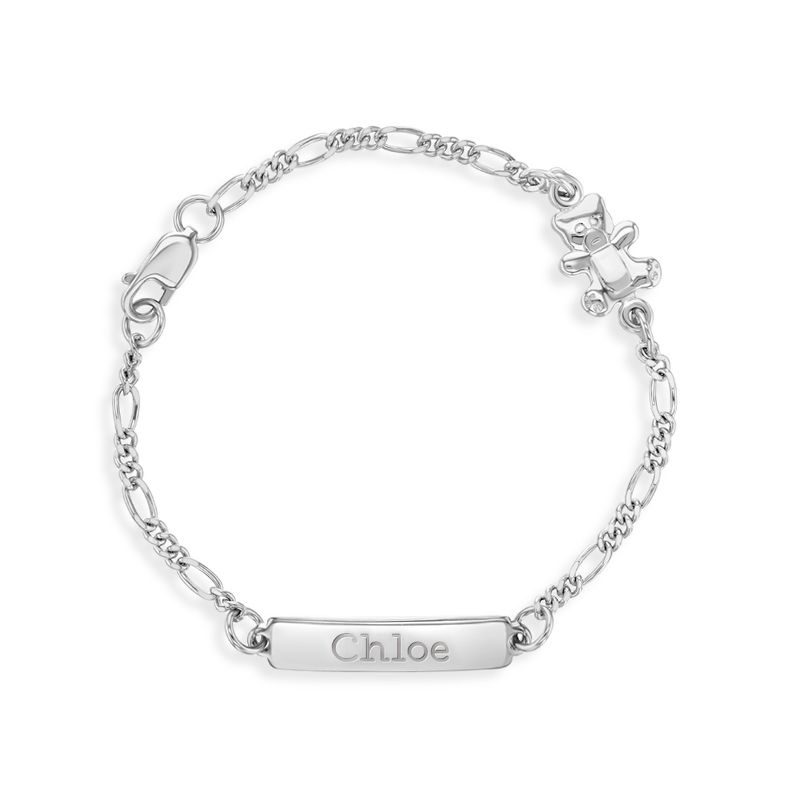 Baby Girls' Teddy Bear Tag ID Bracelet Sterling Silver - In Season Jewelry, 1 of 8