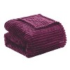 Plazatex Striata Lined Oversized All Season 100% Polyester Blanket Queen Plum - 3 of 4