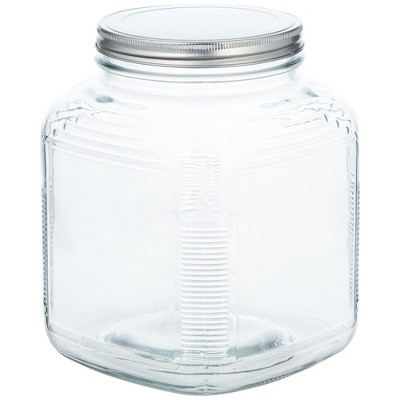 Retro Clear Glass 1-Gallon Storage Jar with Aluminum Lid