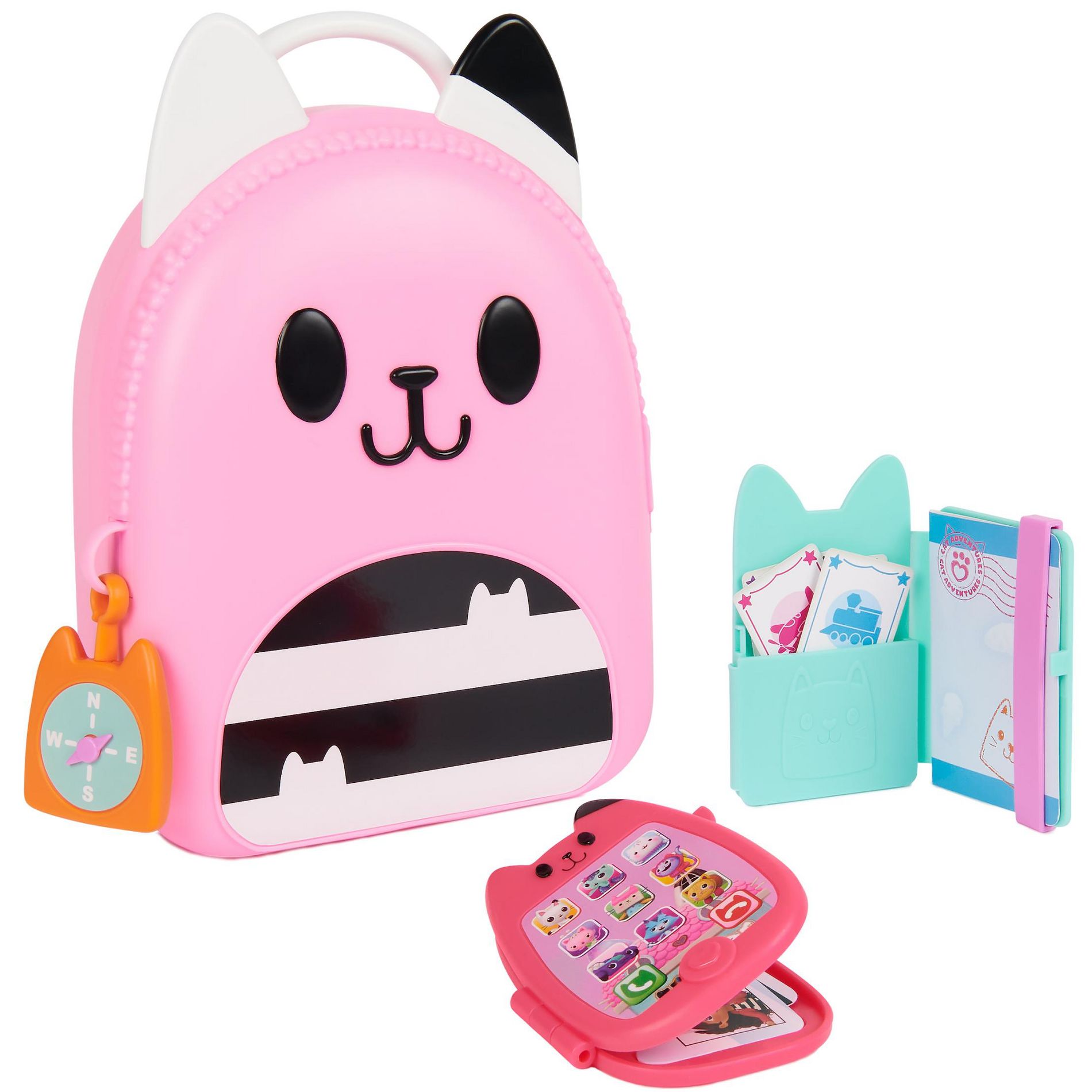 Gabby’s Dollhouse, Gabby Girl On-The-Go Travel Set, Pretend Play Travel Toys, Toy Passport, Toy Phone and Compass Charm, Kids Toys for Girls & Boys 3+