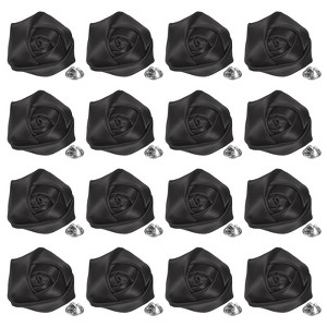 Unique Bargains Handmade Men Suits Formal Boutonnieres Wedding Corsage Lapel Pin Flower Brooch Butterfly Buckle 16 Pcs Black - 1 of 4