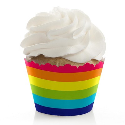 Big Dot of Happiness Love is Love - Gay Pride - LGBTQ Rainbow Party Decorations - Party Cupcake Wrappers - Set of 12