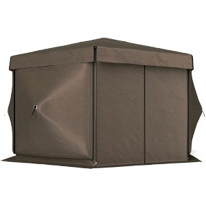 Resenkos Patio Garden Pergola, Pergola Canopy,12' x 12' Hexagonal Pop Up Gazebo Canopy Tent with 5 Sidewalls and Carry Bag, Brown - 1 of 4