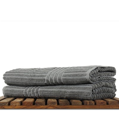 Luxury White Turkish Cotton Ribbed Bath Towel Set