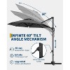 TackView 10Ft Patio Cantilever Umbrella with Solar LED Lights, 8 Ribs Offset Market Umbrella, 360-Degree Rotation, with Cross Base for Backyard - 3 of 4