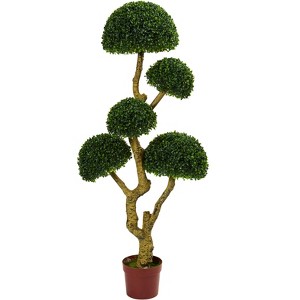 Nearly Natural 5-ft Five Head Boxwood Artificial Tree, UV Resistant (Indoor/Outdoor) - 1 of 3