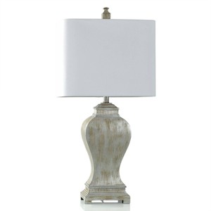 Carme Silver Table Lamp Metallic Brushed Finish - StyleCraft: Linen Shade, Polyresin, UL Listed - 1 of 4