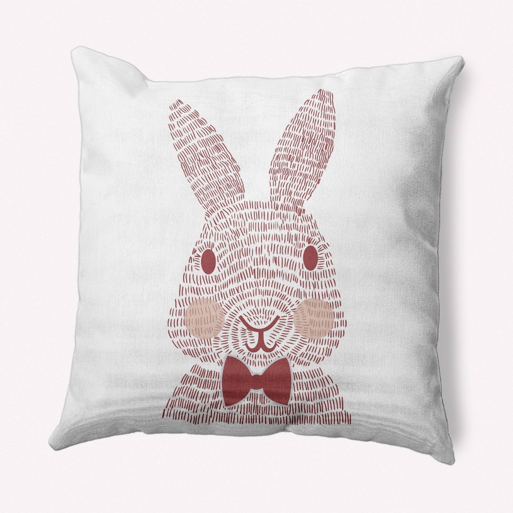 Photos - Pillow 16"x16" Monochrome Bunny Easter Square Throw  Red - e by design