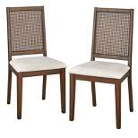 Set of 2 Westbury Cane Style Back Dining Chairs Walnut/Cream - Buylateral