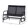 Patio 2-Person Wicker Glider Bench Rocking Chair, Outdoor All-Hand Woven PE Rattan Loveseat w/ Ergonomic Design Rocking System for Patio - 3 of 4