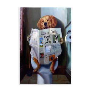 Stupell Industries Dog Reading Newspaper On Toilet Wall Plaque Art - 1 of 4