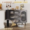 Black Sideboard Buffet Cabinet - Fluted Glass Door & Drawers, Multi-Functional Storage for Kitchen, Dining Room, Living Room, Black - 3 of 4