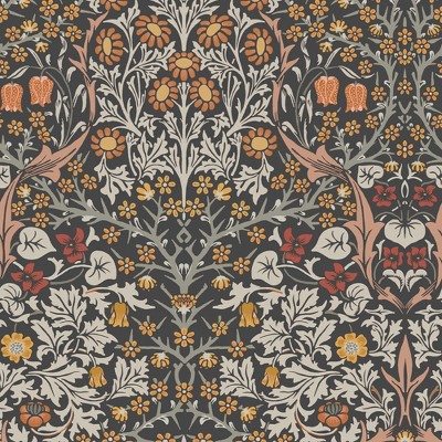 William Morris at Home Blackthorn Charcoal & Burnt Orange Wallpaper