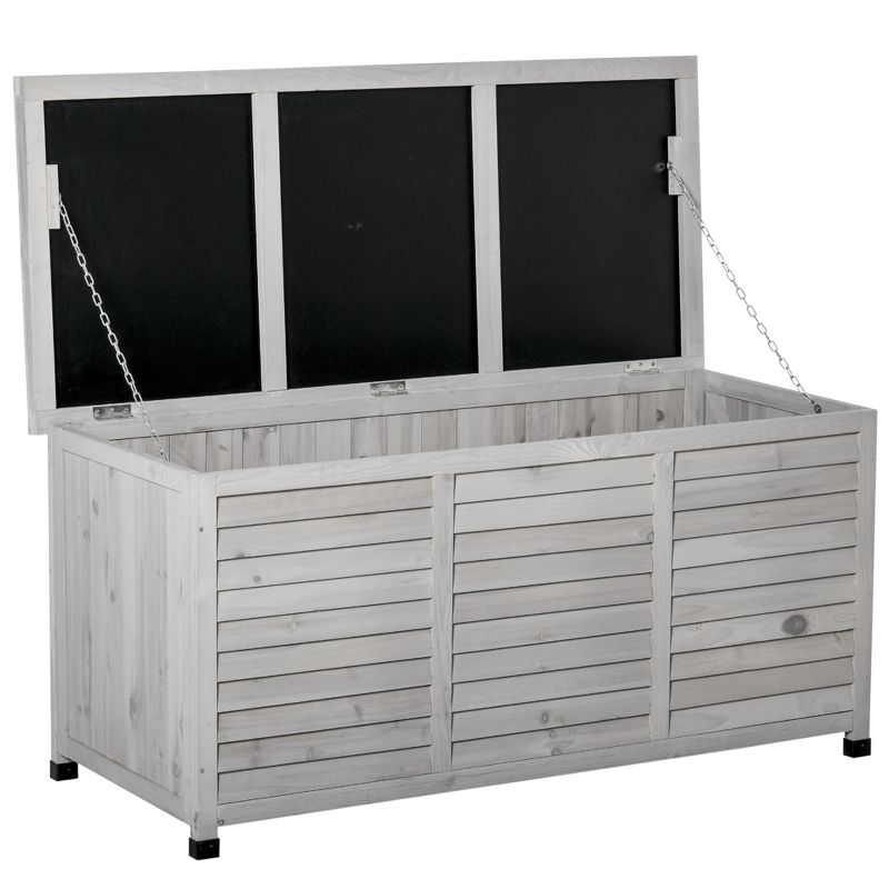 Outsunny 75 Gallon Wooden Deck Box, Outdoor Storage Container with Aerating Gap & Weather-Fighting Finish, 1 of 10