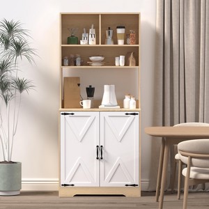 NicBex Farmhouse Wooden Sideboard Pantry Cabinet with Adjustable Storage &  Open Shelves,Coffee Bar Buffet Cabinet for Kitchen,Dining Room - 1 of 4