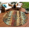 Wheat And Gold Floral Washable Indoor Outdoor Area Rug - 2 of 4