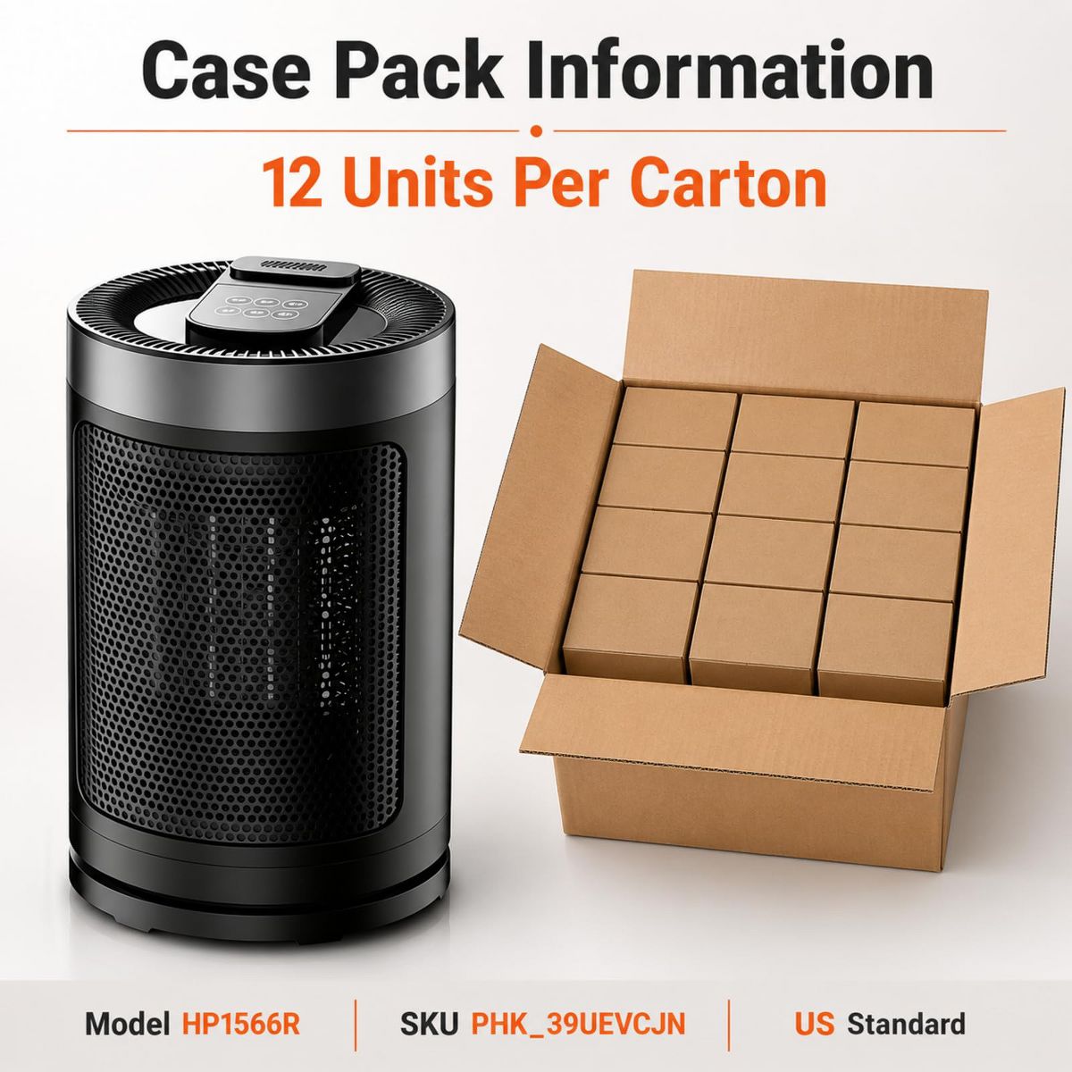 1500W Portable PTC Ceramic Space Heater for Indoor Use, Adjustable Thermostat Timer 5 Modes 4 Heat Settings, Tip‑Over & Overheat Protection - thumbnail 4