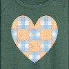 Women's - Instant Message - Patchwork Quilt Heart Lightweight French Terry Wide Neck Long Sleeve Graphic Shirt - 2 of 4