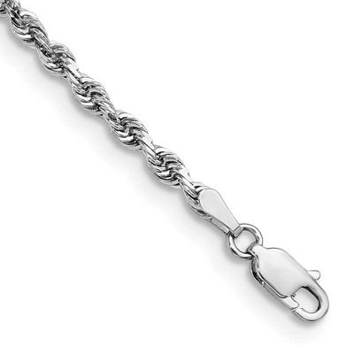 Black Bow Jewelry 3mm, 14k White Gold D/C Quadruple Rope Chain Anklet or Bracelet