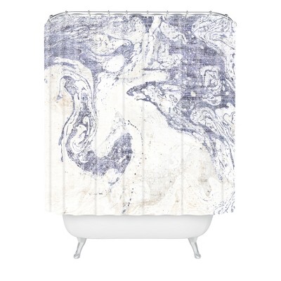 French Linen Marble Shower Curtain Blue - Deny Designs