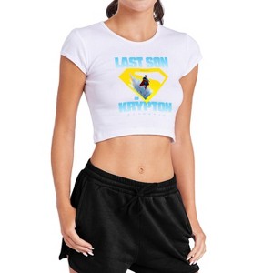 Women's Superman 2025 Last Son of Krypton Cap Sleeve Baby Rib Crop Top - 1 of 4