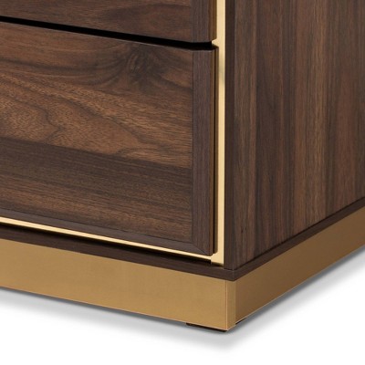 Walnut Brown and Gold 8-Drawer Dresser